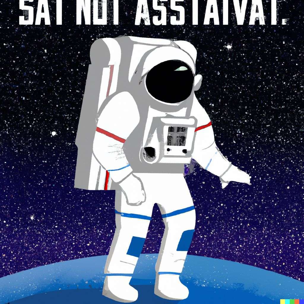 an astronaut, travel poster